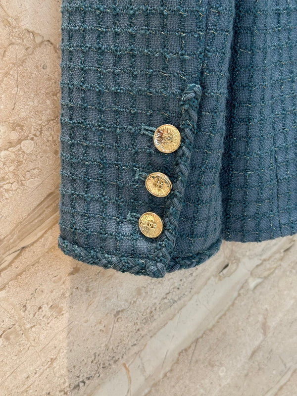 CC 25B Peacock Green Tweed Vest Jacket