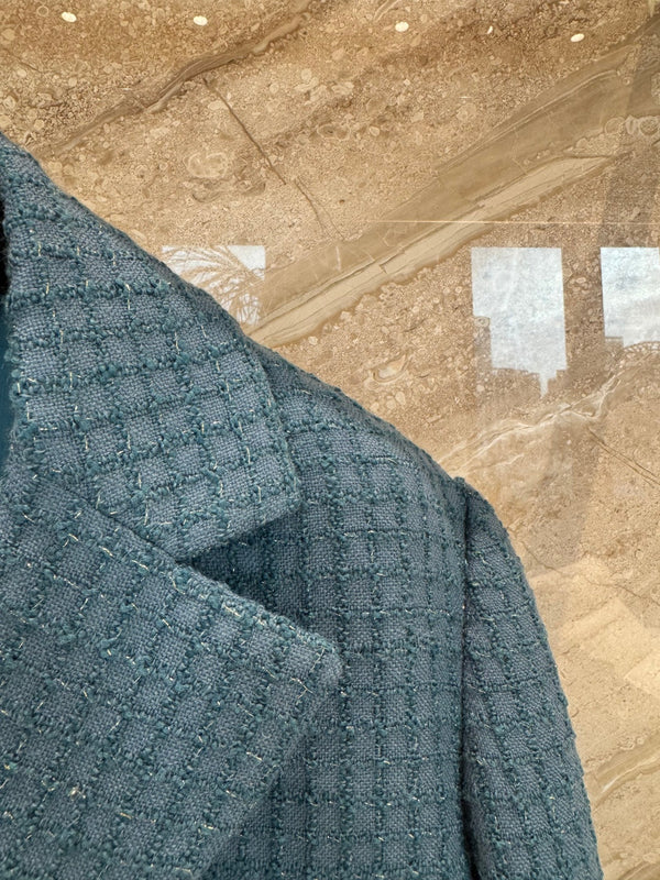 CC 25B Peacock Green Tweed Vest Jacket