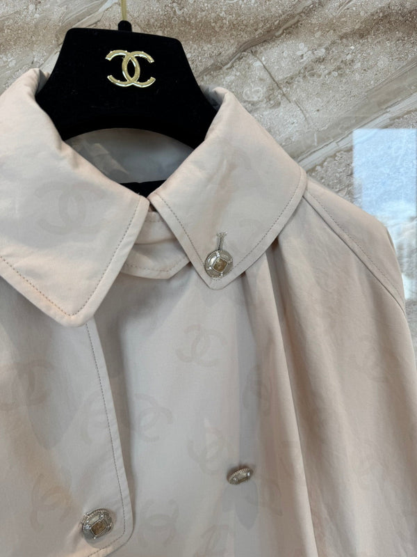 CC 25B Hidden Logo Trench Coat Beige Cotton