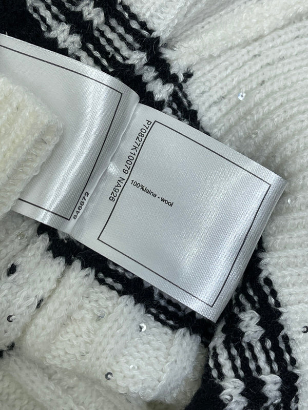 CC 25 Cardigan in maglia a righe bianco lana