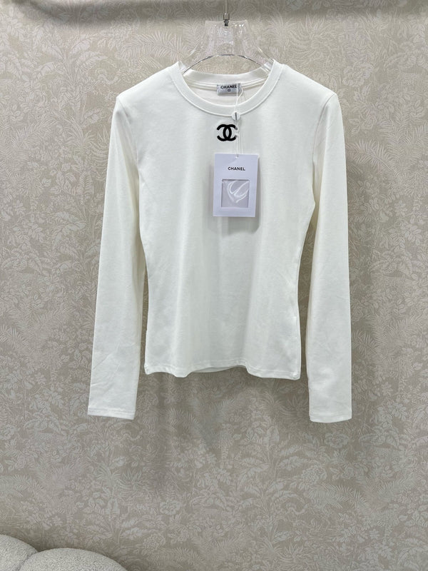 CC 25 Long-Sleeved Base Top White Cotton