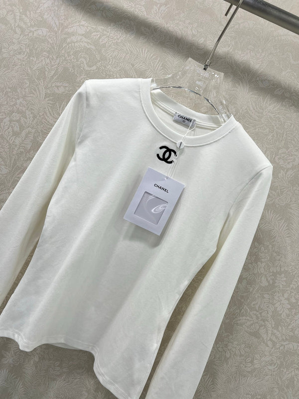 CC 25 Long-Sleeved Base Top White Cotton