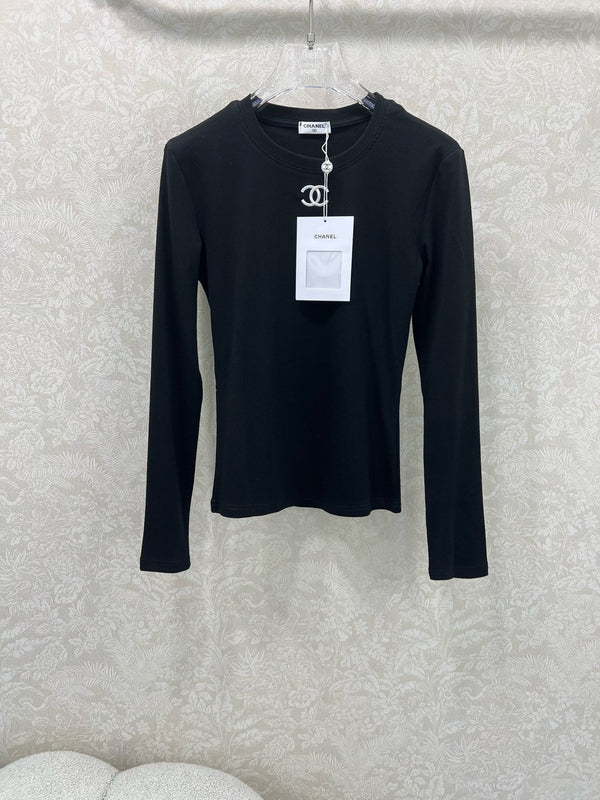 CC 25 Long-Sleeved Base Top Black Cotton