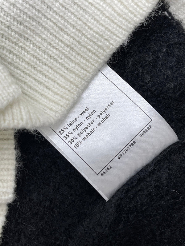 CC 25 Cardigan in maglia bicolore con tasche in lana nera