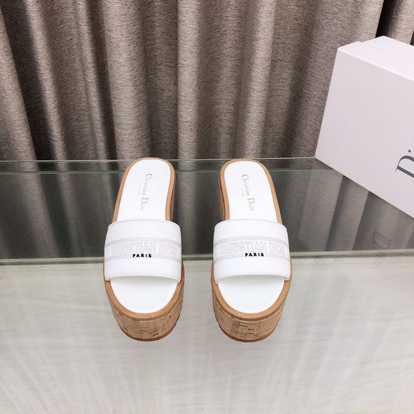 CD Dway Jelly-Colored Platform Heel 100mm Sandals White Calskin