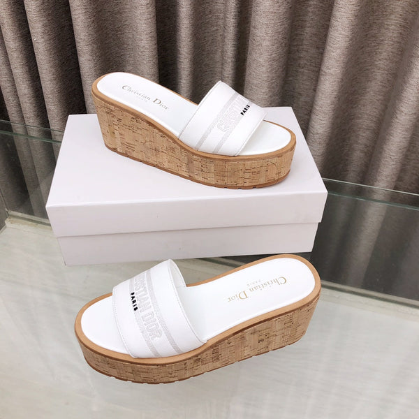 CD Dway Jelly-Colored Platform Heel 100mm Sandals White Calskin