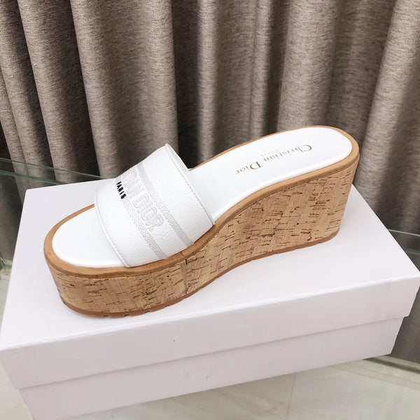 CD Dway Jelly-Colored Platform Heel 100mm Sandals White Calskin