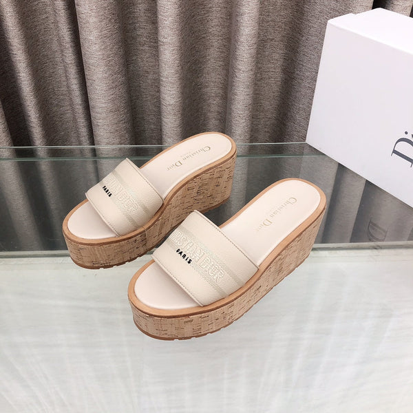 CD Dway Jelly-Colored Platform Heel 100mm Sandals Cream Calfskin