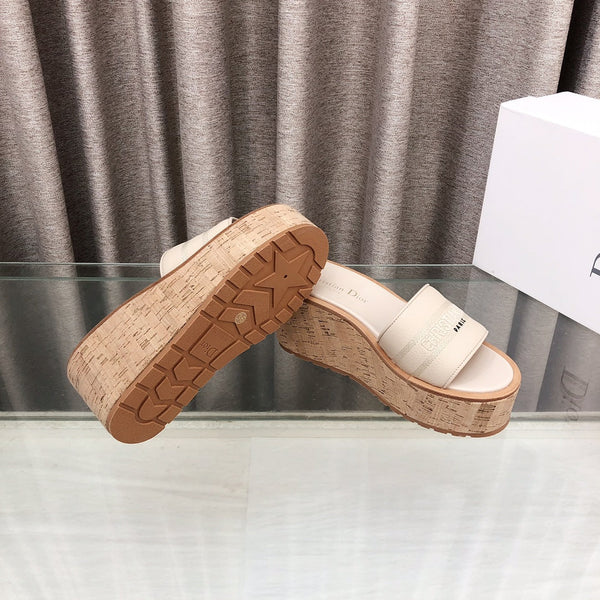 CD Dway Jelly-Colored Platform Heel 100mm Sandals Cream Calfskin