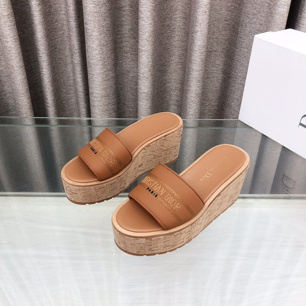 CD Dway Jelly-Colored Platform Heel 100mm Sandals Tan Calfskin