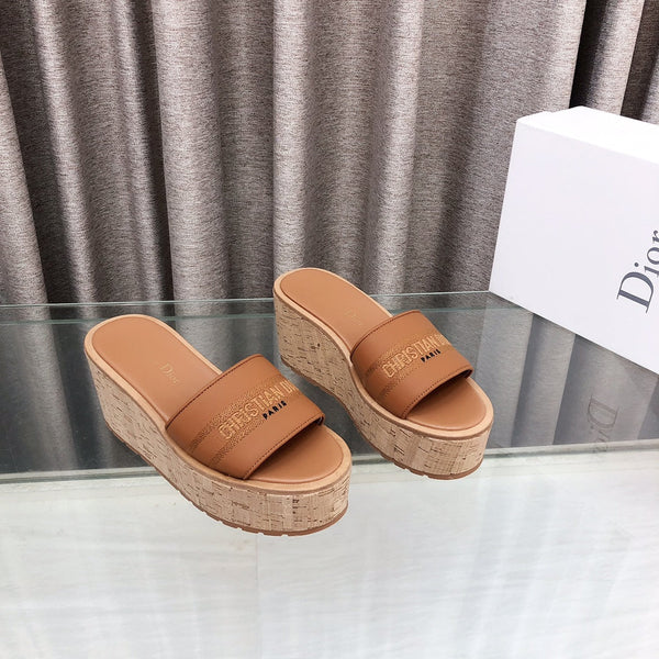 CD Dway Jelly-Colored Platform Heel 100mm Sandals Tan Calfskin