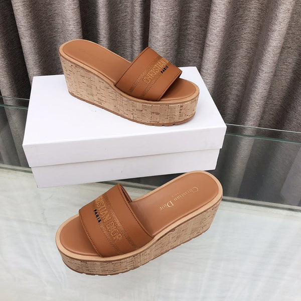 CD Dway Jelly-Colored Platform Heel 100mm Sandals Tan Calfskin