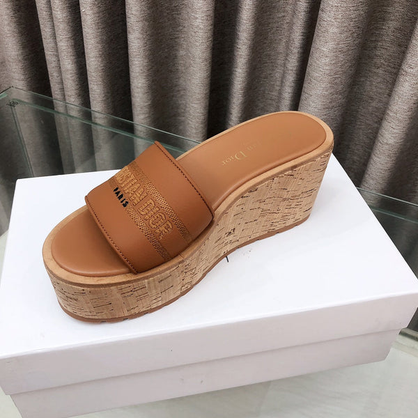 CD Dway Jelly-Colored Platform Heel 100mm Sandals Tan Calfskin