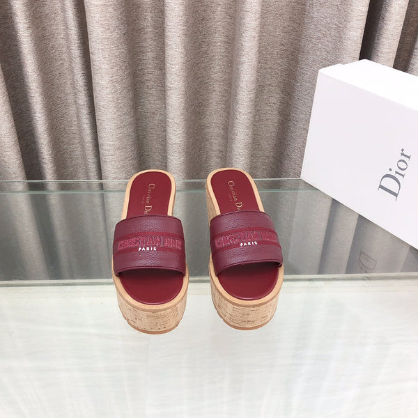 CD Dway Jelly-Colored Platform Heel 100mm Sandals Red Calfskin