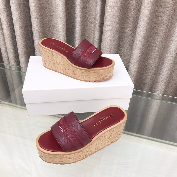 CD Dway Jelly-Colored Platform Heel 100mm Sandals Red Calfskin