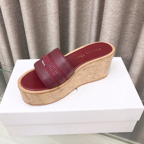 CD Dway Jelly-Colored Platform Heel 100mm Sandals Red Calfskin