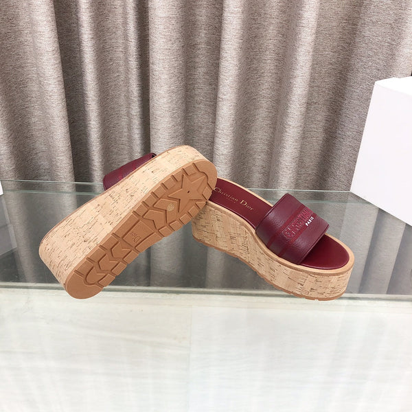 CD Dway Jelly-Colored Platform Heel 100mm Sandals Red Calfskin