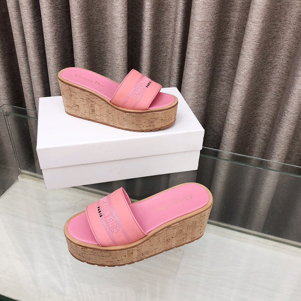 CD Dway Jelly-Colored Platform Heel 100mm Sandals Pink Calfskin