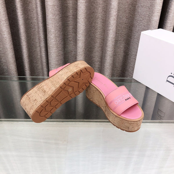 CD Dway Jelly-Colored Platform Heel 100mm Sandals Pink Calfskin