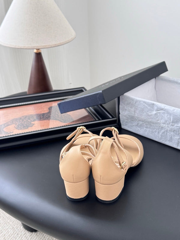 CC 25B Mary Janes 55mm High Heel Beige Sheepskin