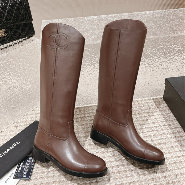 Chanel Stivale Marrone Cioccolato Pelle 148453