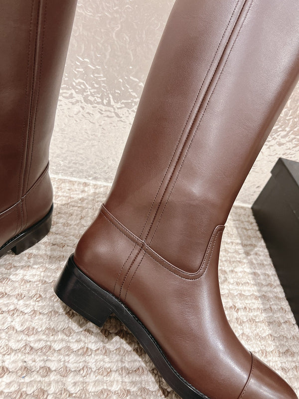 Chanel Stivale Marrone Cioccolato Pelle 148453