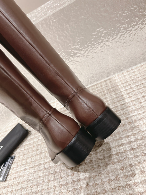 Chanel Stivale Marrone Cioccolato Pelle 148453