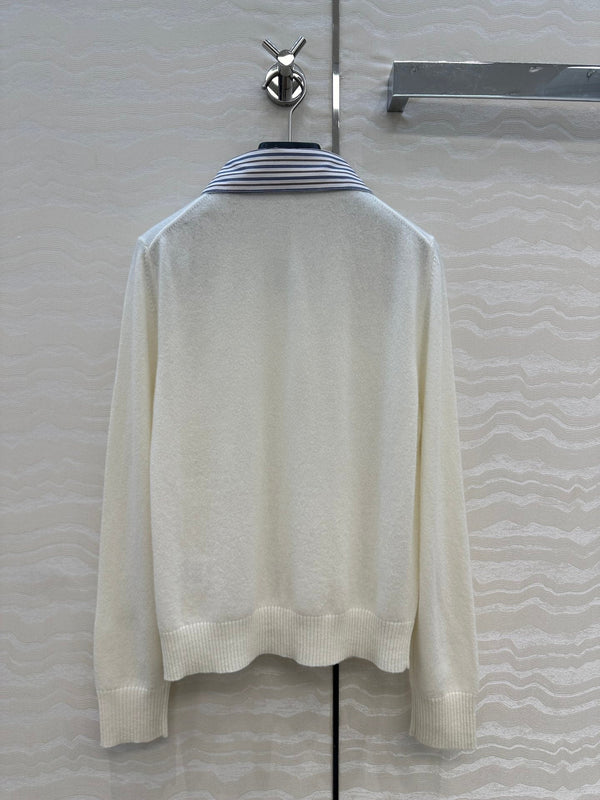 Miumiu Detachable Shirt Cardigan White Collar and Cashmere