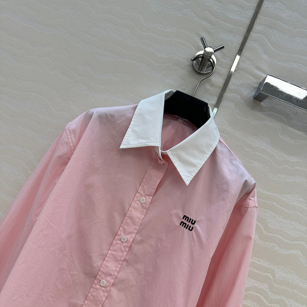 Camicia Miumiu con polsini e colletto staccabili in cotone rosa