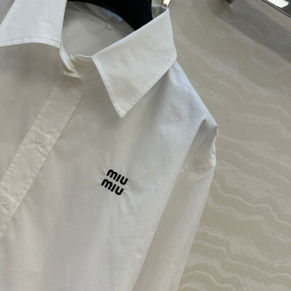 Camicia Miumiu con polsini e colletto staccabili in cotone bianco