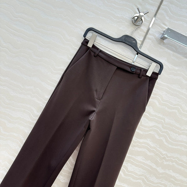 Pantaloni a vita bassa Miumiu in cotone color castagna