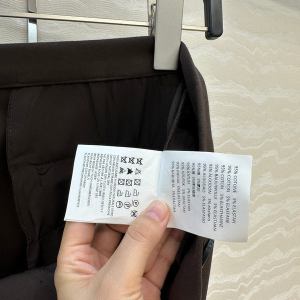 Pantaloni a vita bassa Miumiu in cotone color castagna