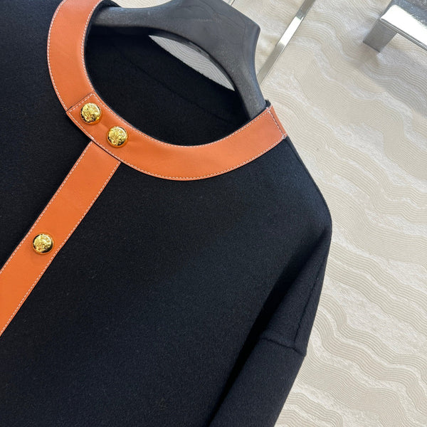 CE Arc De Triomphe Gold-Button Black Cashmere Coat