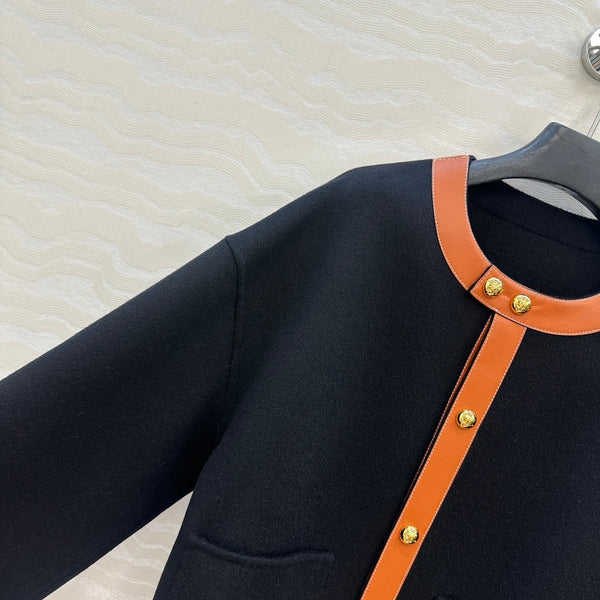 CE Arc De Triomphe Gold-Button Black Cashmere Coat