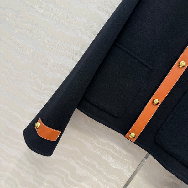 CE Arc De Triomphe Gold-Button Black Cashmere Coat