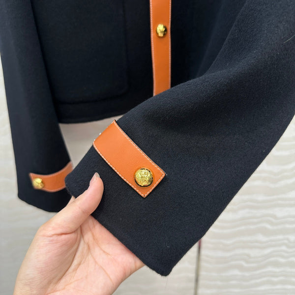 CE Arc De Triomphe Gold-Button Black Cashmere Coat