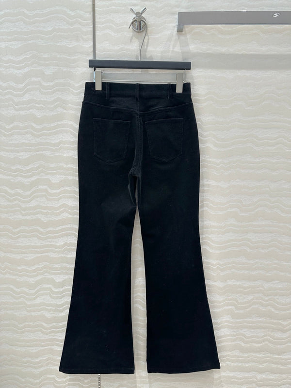 CE Flared Velvet Pants Black Cotton