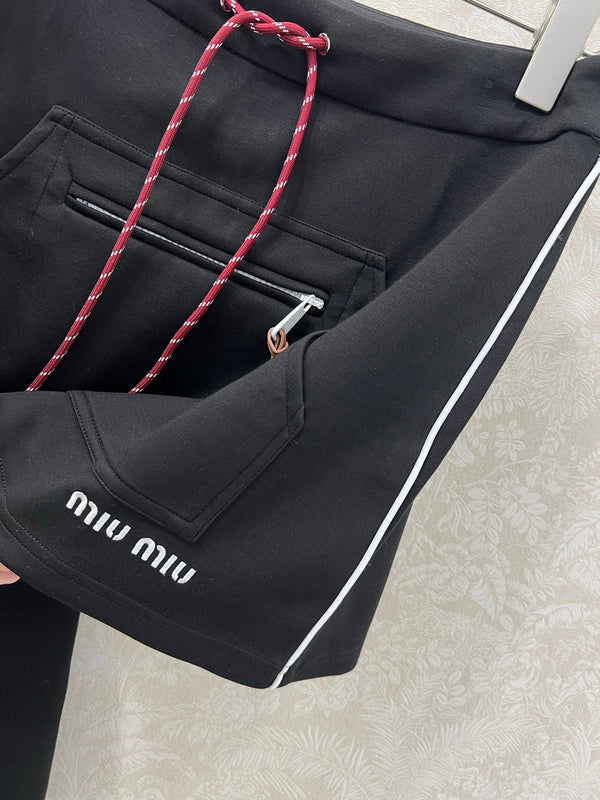 Miumiu Hooded Jacket and Skirt Set Black Cotton