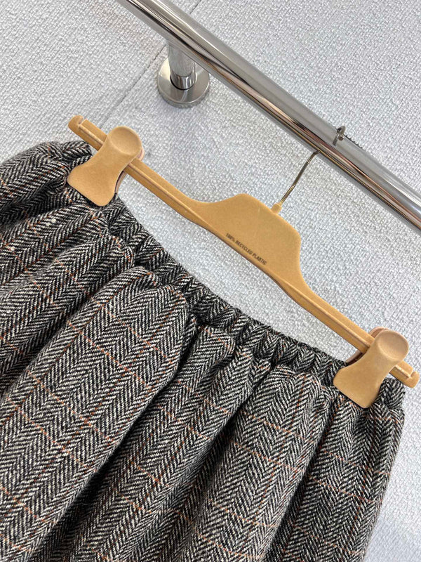 Miumiu 25FW Drawstring Mini A-Line Flared Skirt Brown Viscose