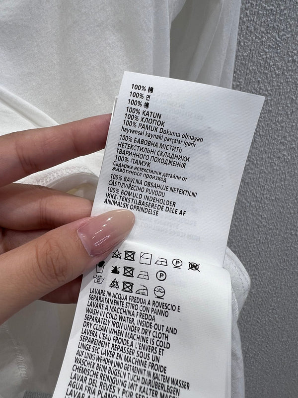 Miumiu 25FW Micro-Logo Fake Two-Piece Long-Sleeve T-Shirt White Cotton