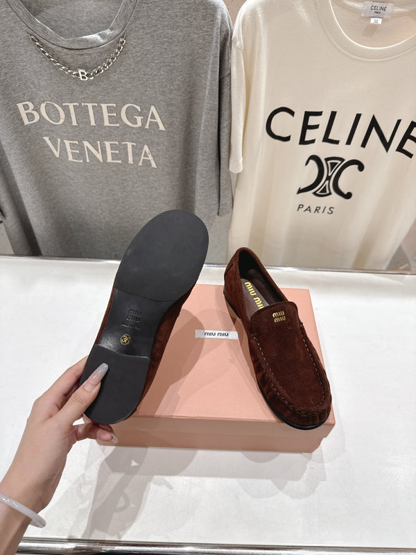 Miumiu 25 Loafer Brown Black Cowhide Suede 175774