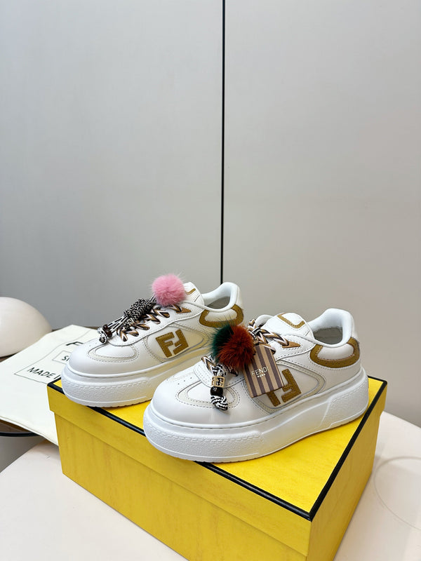 Fendi 25 Match Platform Sneakers White Cowhide 469482