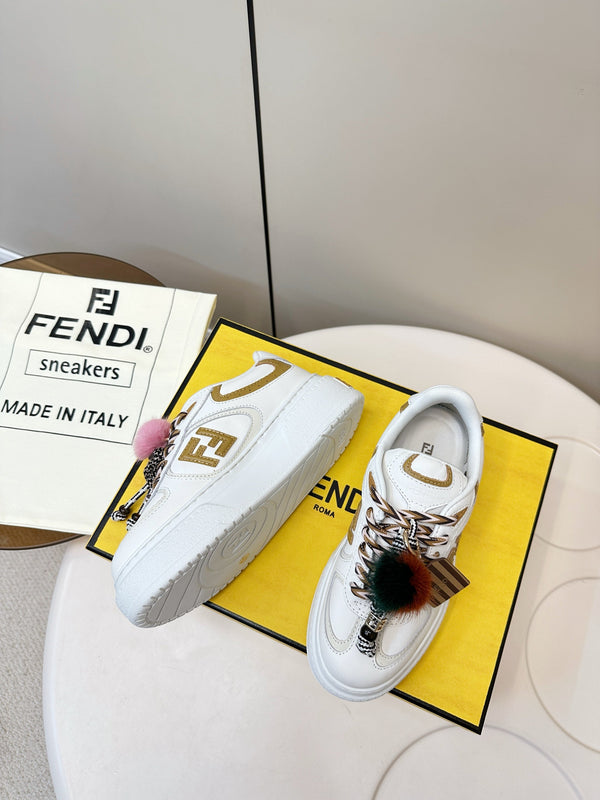 Fendi 25 Match Platform Sneakers White Cowhide 469482