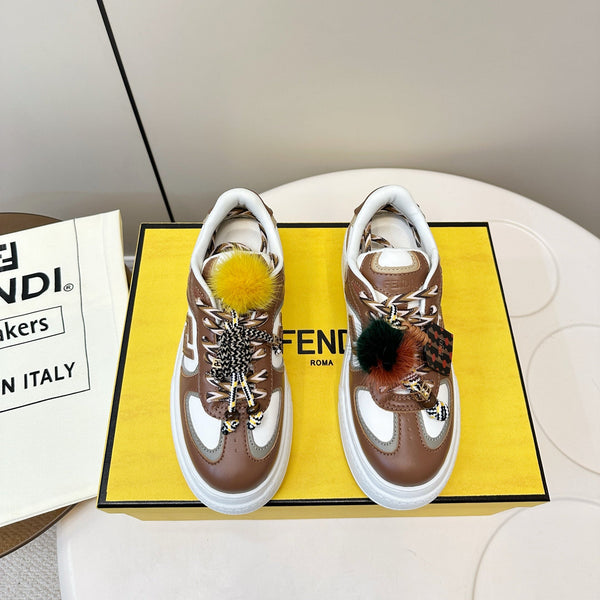Fendi 25 Match Platform Sneakers Chocolate Brown Cowhide 469481