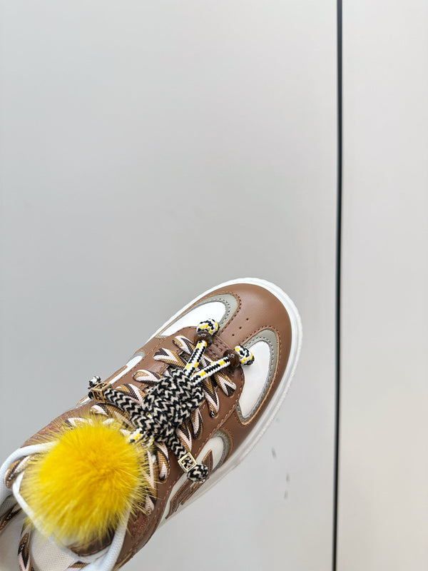 Fendi 25 Match Platform Sneakers Chocolate Brown Cowhide 469481