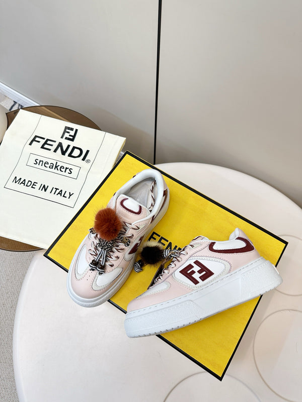 Fendi 25 Match Platform Sneakers Pink Cowhide 469480