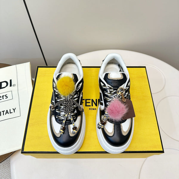 Fendi 25 Match Platform Sneakers Black Cowhide 469479