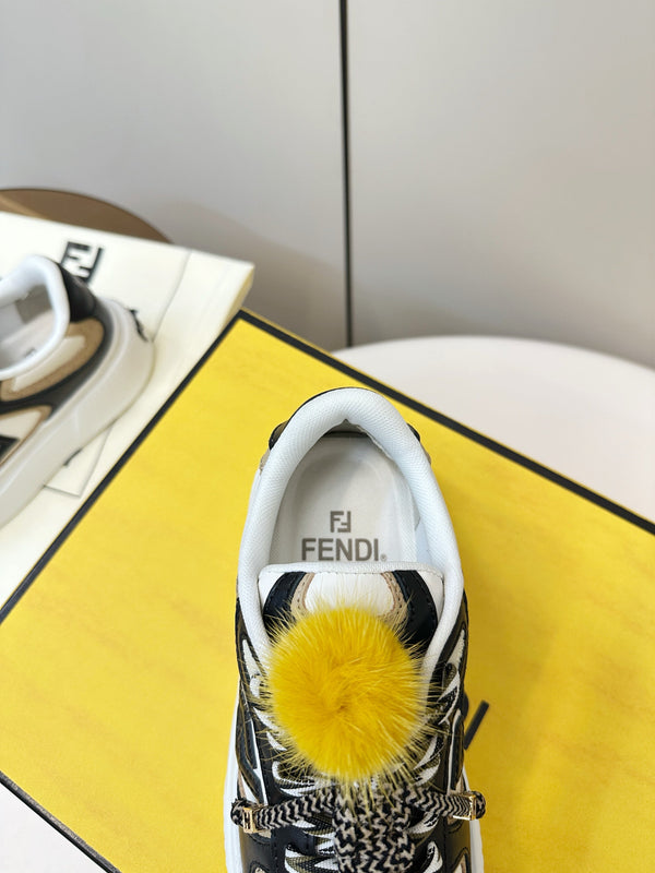 Fendi 25 Match Platform Sneakers Black Cowhide 469479