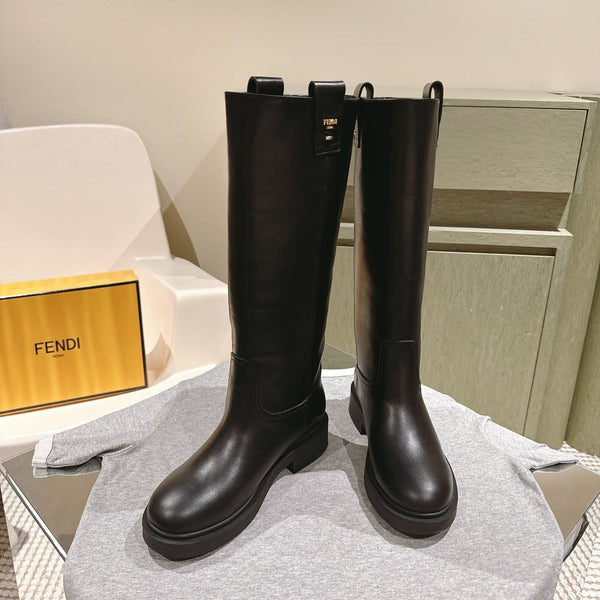 Fendi Long Boots Black Cowhide 463746