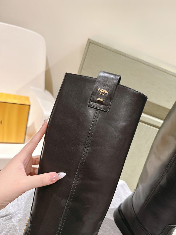 Fendi Long Boots Black Cowhide 463746